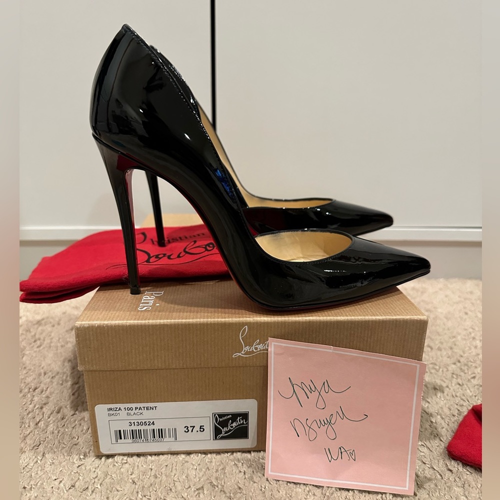Christian Louboutin Iriza 100 Patent Black size 37.5, fits like 7.5 US